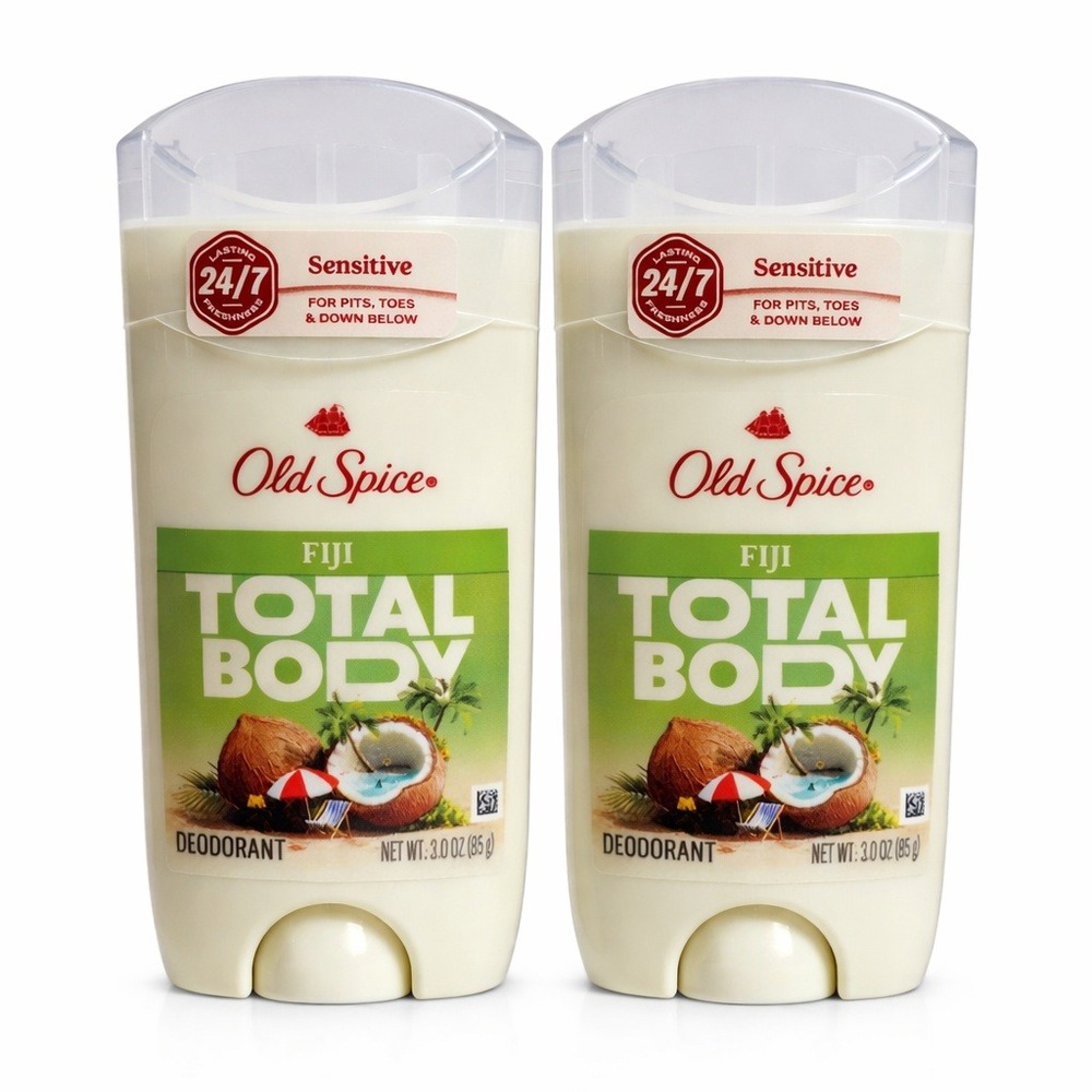 Old Spice Fiji Total Body Deodorant 2 Pack Aluminum Free Sensitive 3 oz‎ New